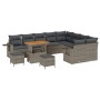 Conjunto de sofá de jardín 12 pcs Gris ratán sintético