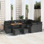 Conjunto de sofá de jardín 13 pcs Negro ratán sintético