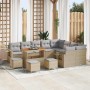 Conjunto de sofá de jardín 13 pcs Beige ratán sintético