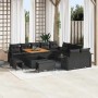Conjunto de sofá de jardín 13 pcs Negro ratán sintético