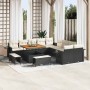 Conjunto de sofá de jardín 13 pcs Negro ratán sintético