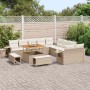 Conjunto de sofá de jardín 13 pcs Beige ratán sintético