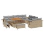 Conjunto de sofá de jardín 13 pcs Beige ratán sintético