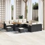 Conjunto de sofá de jardín 13 pcs Negro ratán sintético