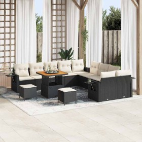 Conjunto de sofá de jardín 13 pcs Negro ratán sintético