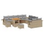 Conjunto de sofá de jardín 13 pcs Beige ratán sintético