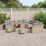 Conjunto de sofá de jardín 13 pcs Beige ratán sintético