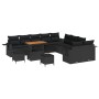 Conjunto de sofá de jardín 13 pcs Negro ratán sintético