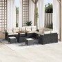 Conjunto de sofá de jardín 13 pcs Negro ratán sintético