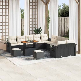 Conjunto de sofá de jardín 13 pcs Negro ratán sintético