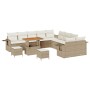 Conjunto de sofá de jardín 13 pcs Beige ratán sintético