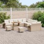 Conjunto de sofá de jardín 13 pcs Beige ratán sintético