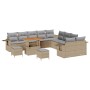 Conjunto de sofá de jardín 13 pcs Beige ratán sintético