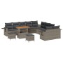 Conjunto de sofá de jardín 13 pcs Gris ratán sintético