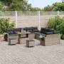 Conjunto de sofá de jardín 13 pcs Gris ratán sintético