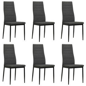 Sillas de comedor 6 unidades tela gris oscuro Sillas de comedor 6 unidades tela gris oscuro