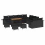 Conjunto de sofá de jardín 14 pcs Negro ratán sintético