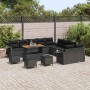 Conjunto de sofá de jardín 14 pcs Negro ratán sintético