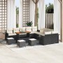 Conjunto de sofá de jardín 14 pcs Negro ratán sintético