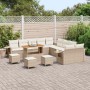 Conjunto de sofá de jardín 14 pcs Beige ratán sintético