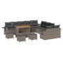 Conjunto de sofá de jardín 14 pcs Gris ratán sintético