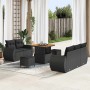 Conjunto de sofá de jardín 8 pcs Negro ratán sintético