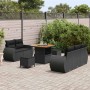 Conjunto de sofá de jardín 8 pcs Negro ratán sintético