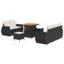 Conjunto de sofá de jardín 8 pcs Negro ratán sintético