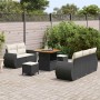 Conjunto de sofá de jardín 8 pcs Negro ratán sintético