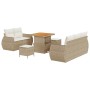 Conjunto de sofá de jardín 8 pcs Beige ratán sintético