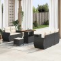 Conjunto de sofá de jardín 8 pcs Negro ratán sintético