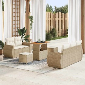 Conjunto de sofá de jardín 8 pcs Beige ratán sintético