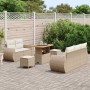 Conjunto de sofá de jardín 8 pcs Beige ratán sintético