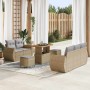 Conjunto de sofá de jardín 8 pcs Beige ratán sintético