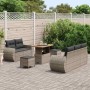 Conjunto de sofá de jardín 8 pcs Gris ratán sintético