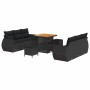 Conjunto de sofá de jardín 9 pcs Negro ratán sintético