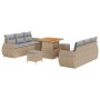 Conjunto de sofá de jardín 9 pcs Beige ratán sintético