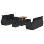 Conjunto de sofá de jardín 9 pcs Negro ratán sintético