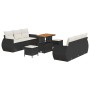 Conjunto de sofá de jardín 9 pcs Negro ratán sintético