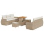 Conjunto de sofá de jardín 9 pcs Beige ratán sintético