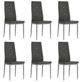 Sillas de comedor 6 unidades cuero sintético gris Sillas de comedor 6 unidades cuero sintético gris