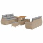 Conjunto de sofá de jardín 9 pcs Beige ratán sintético