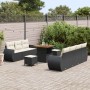 Conjunto de sofá de jardín 10 pcs Negro ratán sintético