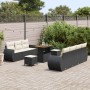 Conjunto de sofá de jardín 10 pcs Negro ratán sintético