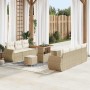 Conjunto de sofá de jardín 10 pcs Beige ratán sintético