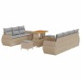 Conjunto de sofá de jardín 10 pcs Beige ratán sintético
