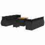 Conjunto de sofá de jardín 11 pcs Negro ratán sintético
