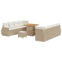 Conjunto de sofá de jardín 11 pcs Beige ratán sintético