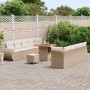 Conjunto de sofá de jardín 11 pcs Beige ratán sintético