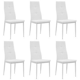 Sillas de comedor 6 uds cuero sintético blanco Sillas de comedor 6 uds cuero sintético blanco